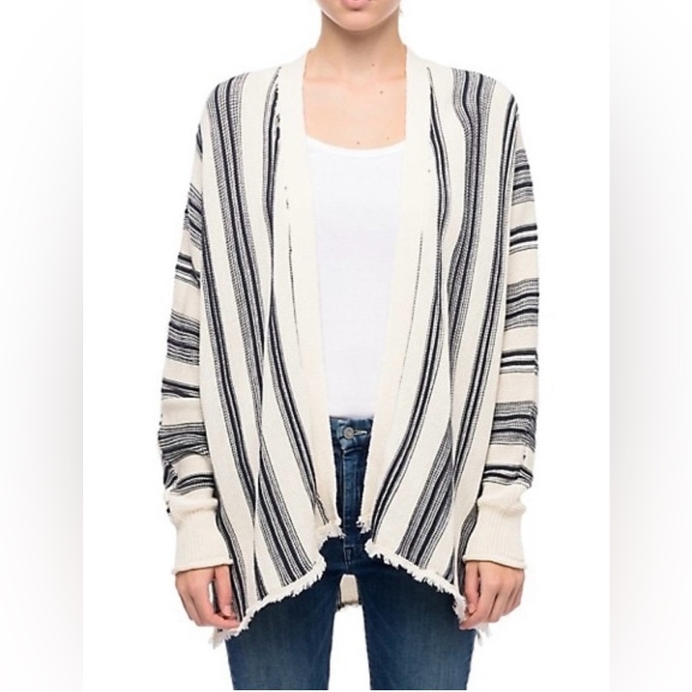 John + Jenn striped open front sweater cardigan M